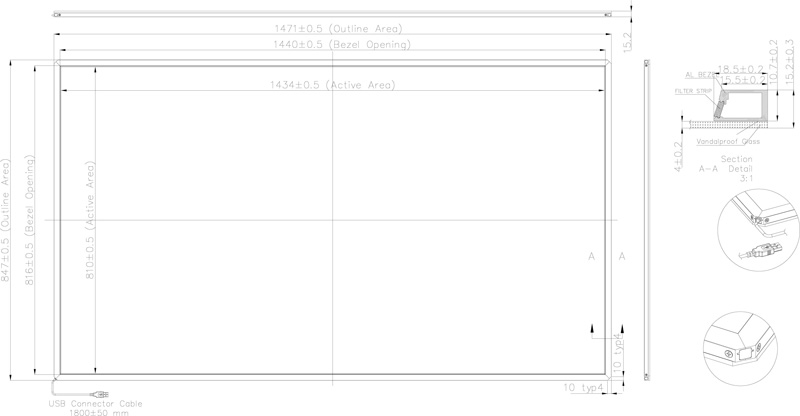 Marco Infrarrojo Ir Touch 32 Pulgadas Touch Screen 10 Puntos | Envío Gratis
